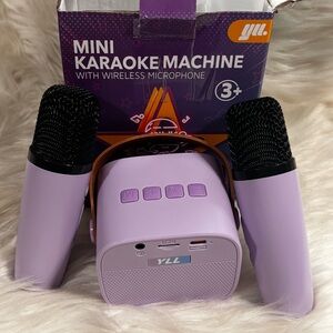 Purple Mini Karaoke Machine with Wireless Microphone